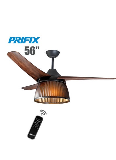 Buy Prifix Perfect Jumbo Ceiling Fan, Modern Lighting, Remote Control, 56 Inch, 3 Speeds, Brown, CFJ-563 in Egypt