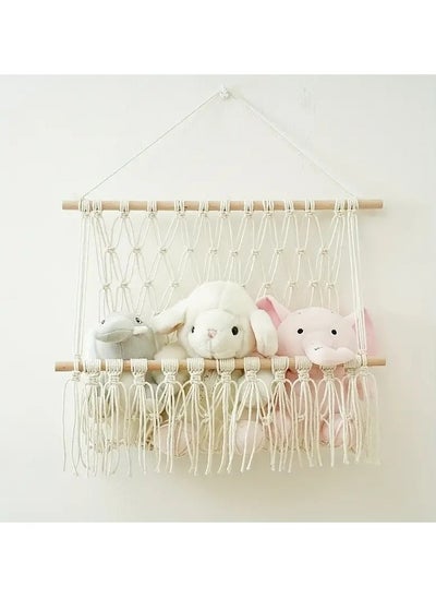 اشتري Storage Mesh Bag, Hanging Wall Punch-free Room Decoration, Boho Style Socks Clothes Books Storage في السعودية