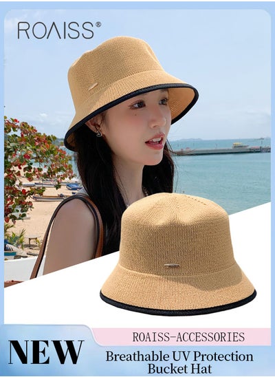 Buy Women's Breathable UV Protection Bucket Hat, Lightweight Breathable Sun Hat with UV Protection for Summer Beach Outdoor, Fashion Accessories in UAE