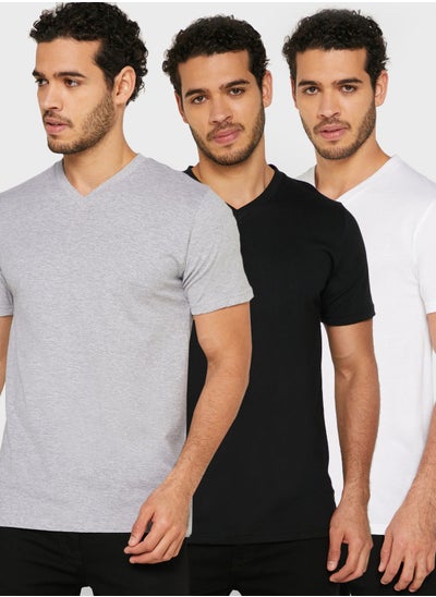 Buy 3 Pack Essential V Neck T-Shirts in UAE