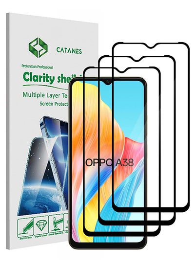 اشتري 3 Pack For Oppo A38 Screen Protector 9H Hardness Scratch Resistance Screen Protector Touch Sensitive Case Friendly Tempered Glass Film في الامارات