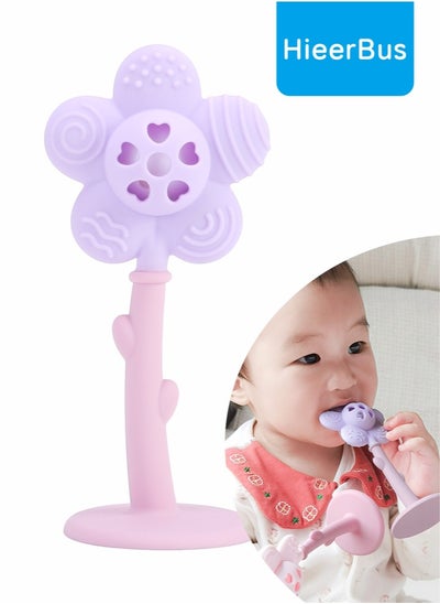 Buy Baby Teething Toy, Safe & Easy to Hold BPA Free Silicone Flower with Suction Base Teethers Sensory Toys for 0-6 ,6-12 Months Babies in UAE