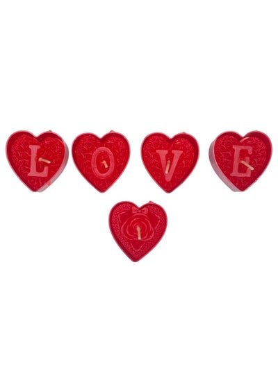 اشتري Love Heart Wax Candles Red 5 Pieces في الامارات