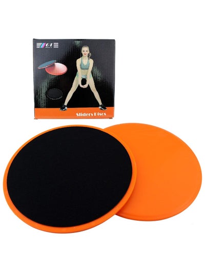 Buy Exercise Sliders Gliding Discs Dual Sided Total Body Workout System 2Pcs, Orange in Egypt