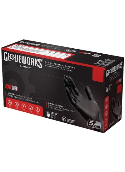 Buy Gloveworks Latex Free Polymer Coated Industrial Nitrile Gloves Black X-Large GPNB48100 in Saudi Arabia