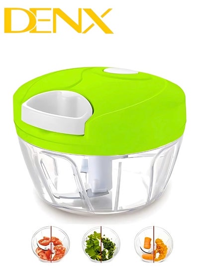 Buy Manual Food Chopper And Cutter With A Pull Cord For Chopping Onions, Garlic, And Vegetables, Green in Saudi Arabia