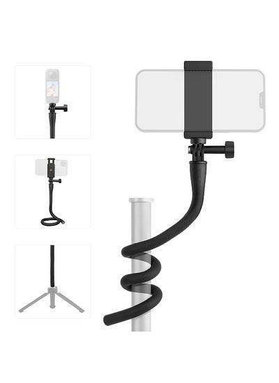 اشتري TE-FM-003 20.4in Phone Holder Flexible Phone Stand Camera Stand Gooseneck Arm 360°Twistable 300g/0.66lbs Load Capacity with 1/4in Threaded Hole Sports Camera Adpater & Phone Clip في الامارات