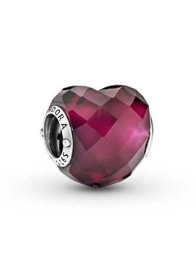 Buy 925 Sterling Silver Fuchsia Pink Heart Charm for Pandora Moments Women's Bracelet 796563NFR in Saudi Arabia