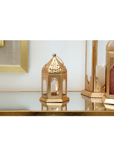 Buy Millaray Lantern Gold/Clear 10x9x15cm in UAE