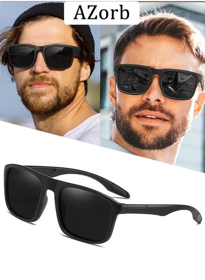 Buy Polarized Sunglasses for Men Women Square Frame Classic Style Sun Glassess Sports Sun Glas Men's Ladies Sunglass UV Protection Shades for Driving Cycling Fishing Traveling Eyewear Black in Saudi Arabia