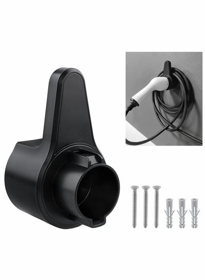 Buy EV Charger Holder, ABS Waterproof Wall-Mount Electric Vehicle Charging Nozzle Plug Holster & Cable Hook with Screws for All SAE J1772 Electric Cars Connector in UAE