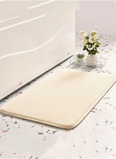 اشتري 1-Piece Non-Slip Bath Mat Super Absorbent Shower Thickened Soft Polyester Cotton Beige 60x40 cm في الامارات