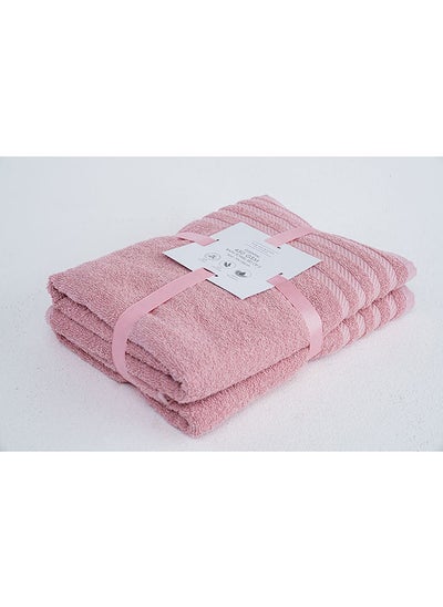 اشتري Essential 2 Pieces Bath Towel Set 70x130cm - Pink في الامارات