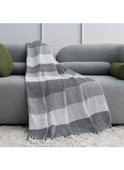 Buy AW23 Takisha Woven Cotton Throw 127x154 Cm Dark Grey in UAE