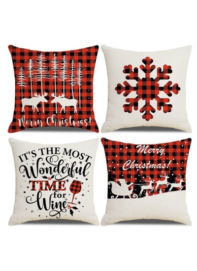 اشتري 4Pcs christmas pillow case pillow cover cushion cover for home decor 45*45cm في الامارات