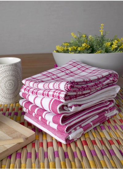 Buy 4-Piece Multi Purpose Fabric Highly Absorbent Quick Dry Kitchen For Every Day Cleaning Towel Set 40x60 cm in UAE