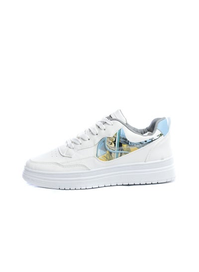 Buy Side Printed Leather Flat Sneakers For Men in Egypt