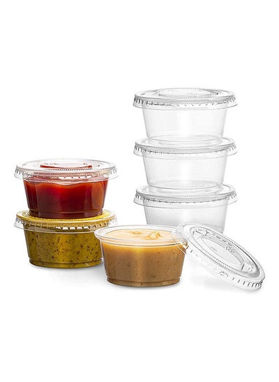 اشتري Pack Of 100 Condiment Cups, Sauce And Dip Container Plastic Disposable Portion Cups With Lids (2 oz) في الامارات