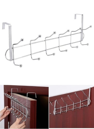 Buy Imported Metal Door Hanger Made Of Stainless Steel 12 Hooks Without Nails 49*14 CM in Egypt