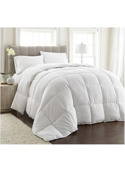 اشتري 3 Pcs Set Bedding Comforter Duvet Insert Grid Quilted Comforter with Corner Tabs Box Stitched Down Alternative fill Warm Comforter Machine washable 220X240 CM في الامارات