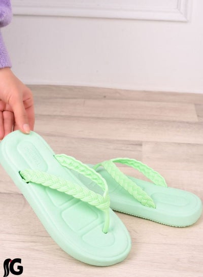 Buy Women's slipper with medical braided fingers, green color in Egypt