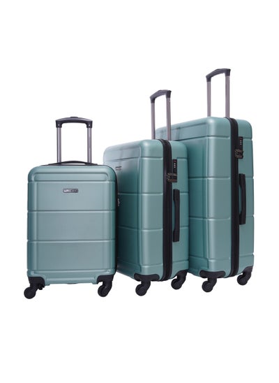 Buy 3-Piece Hard side ABS Luggage Trolley Set 20/24/28 Inch Green in UAE