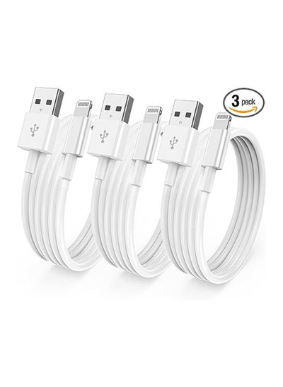 Buy 3 Pack USB Charging Cable For Apple iPhone White,1.0m,1.5m, 2.0m,USB to L cable compatible with iPhone 14 /13 /12 /11 /Pro /XS /Max /XR /X /8 Plus /8 /7 Plus /7 /6s Plus in UAE