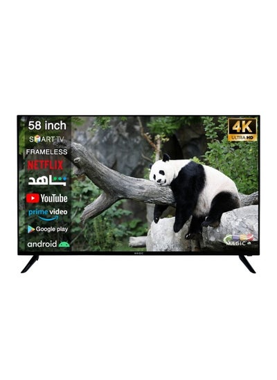 اشتري Magic World 58 Inch UHD 4K Smart TV with Frameless Design, Built-in Receiver, Android, WiFi, Shahid, Miracast, Multilanguage OSD, 2 Remotes and 1 Air Mouse, Free Wall Mount MG58Y24USBT2 في الامارات