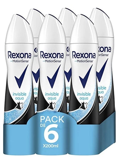 Buy Rexona Invisible Aqua  deodorant 6 x 200ml in UAE