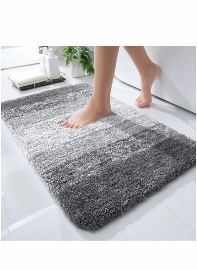 Buy Luxury Bathroom Rug Mat, Extra Soft and Absorbent Microfiber Bath Rugs, Non-Slip Plush Bath Carpet, Machine Wash Dry, Bath Mats for Bathroom Floor, Tub and Shower, 41x61 cm, Grey Brand: SYOSI in UAE