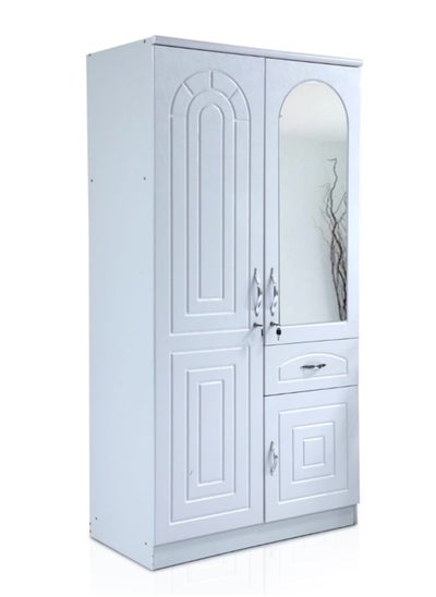 Buy Karnak Best 2-Door Wooden Wardrobe Cabinet Cupboard Engineered Wood With1 Drawer Perfect Modern Stylish Heavy Duty Color White 8828 in UAE