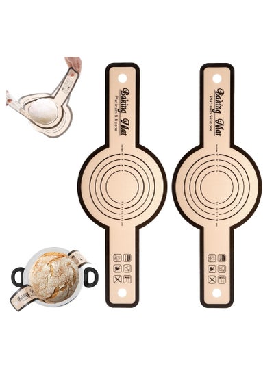 اشتري 2Pcs Silicone Bread Sling, for Dutch Oven, Non-Stick & Easy Clean Reusable Silicone Bread Baking Mat, Reusable Sourdough Bread Sling Tear, Round Dough Drop Baking Mat, Even Heating Bread Baking Mats في الامارات