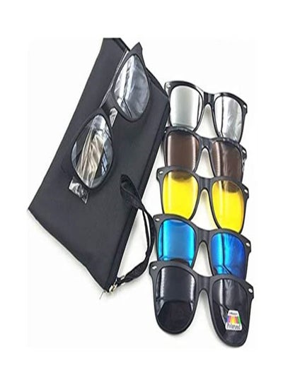 اشتري 5-Piece 5 in 1 Magnetic Glasses Polarized Clip-on Sunglasses Plastic Frame for Night Driving في الامارات