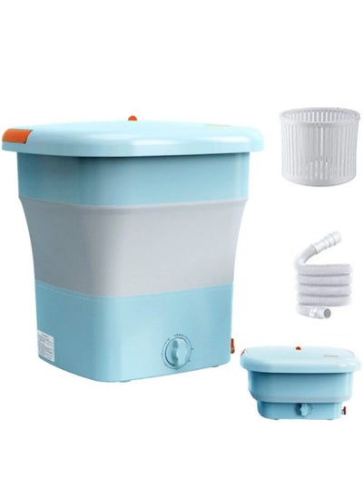 اشتري 12L Portable Washing Machine, Folding Clothes Washing Machine, Mini Portable Bucket Washer for Apartment, Laundry, Camping, RV, Travel, Underwear, Personal, Baby, with Drainer Basket and Hose في الامارات