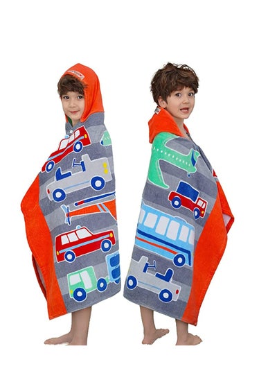 اشتري Beach Bath Towel with Hood for Kids Toddlers Boys Girls 3 to 12 Years, Oversize Extra Size 50"x30", Super Soft Absorbent Cotton for Bath/ Pool/ Beach Swim Coverups Bathrobe, Aircraft Theme في الامارات