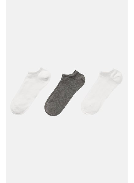 Buy Men 3 Pair Knitted Socks, White/Grey in UAE