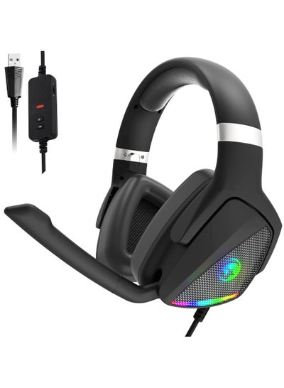 Buy HG9068 RGB Gaming Headset - 7.1 Surround Sound With Rotatable Earcup - Noise Cancelation Microphone - 50MM Drivers - With Software in Egypt