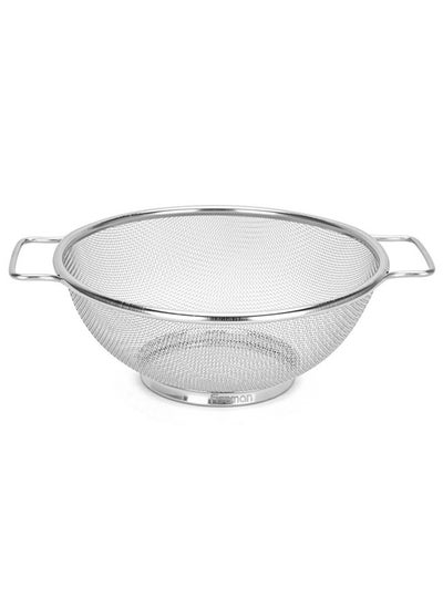 اشتري Fissman Round Strainer With Handle Stainless Steel Colander For Cleaning Fruits And Vegetables For Boiled Food Drain Rinse Steam Or Cook For Kitchen And Dining Room D20Cm Silver في الامارات