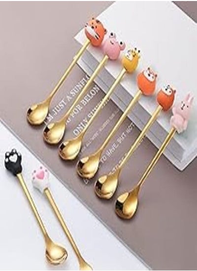 Buy 6 Pieces Stainless Steel Dessert Spoon Set Lovely Dessert Spoon for Fruits, Cake, Coffee, Hot Drinks, Ice Cream and Other Desserts in Egypt