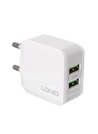 Buy A2201 High Quality EU Plug Fast Wall Charger Dual USB Port 12W With Micro USB Cable - White in Egypt