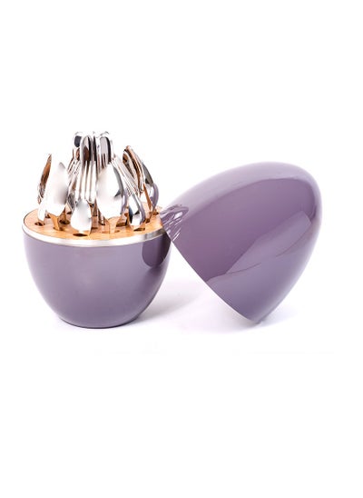 Buy Cutlery set oval 24 pieces purple in Saudi Arabia