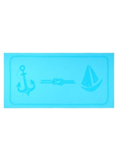 Buy Sail Design 100% Turkish Cotton Beach Towel Turquoise 70x140cms in UAE