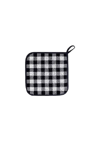 Buy Signoola PotHolders Grey & Black Squares - Set of 2 Pieces 100% Cotton for (Cooking, BBQ Grill, Microwave) - 20 x 20cm in Egypt