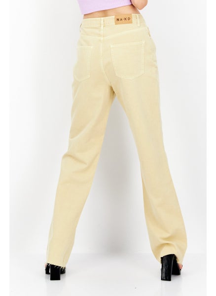 اشتري Women Regular Fit Plain Denim Jeans, Yellow في الامارات