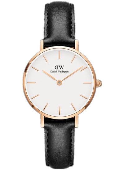 Buy Petite Sheffield Eggshell White Round Watch for Women 28mm Dial with Black Leather Strap DW00100230 in Saudi Arabia