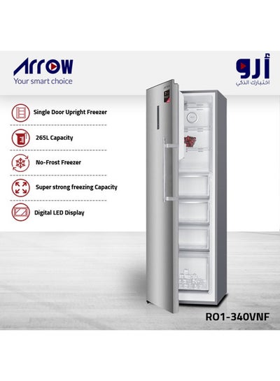 Buy 265 LTR  SINGLE DOOR UPRIGHT FREEZER NOFROST, 9.35 CU.FT|Super strong freezing capacity | High quality and effective compressor | 7 years Compressor warranty | Silver color | Model Name: RO1-340VNF in Saudi Arabia