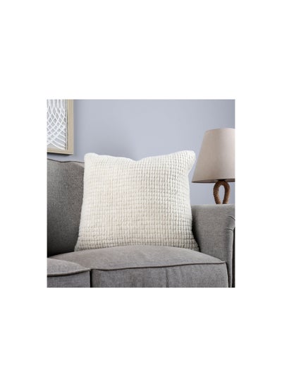 Buy Indiana Wool Textured Frame Cushion 45x45cm-natural in UAE