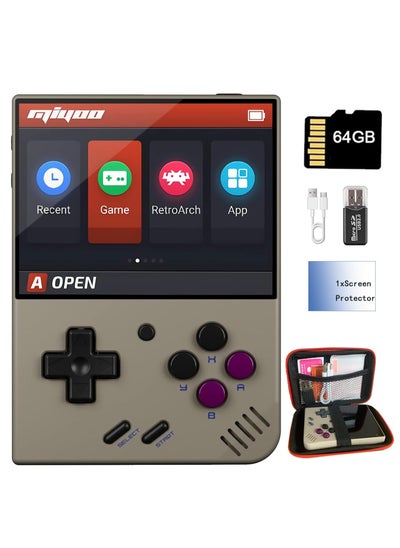 Buy Miyoo Mini Plus Handheld Game Console, with Dedicated Storage Case, 3.5 Inch IPS 640x480 Screen, 64G/128G TF Card with 10,000+ Games, 3000mAh 7+Hours Battery, Support Wireless Network (Grey 64G) in UAE