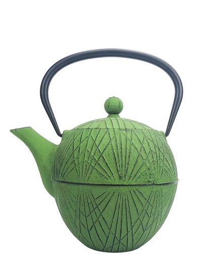 Buy Durable Enamelled Interior Cast Iron Teapot Coated with Enamelled Interior 1.1 Liters Green in UAE