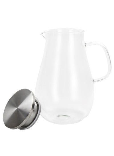 اشتري Glass Pitcher Stainless Steel Lid | Borosilicate Glass Pitcher 1.8 LT Water Jug Hot Summar and Drink Dispenser | Juice Beverage by Home smart في الامارات